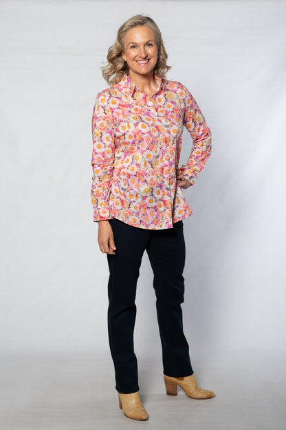 Long sleeve straw flower print - #3432