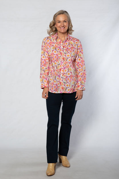 Long sleeve straw flower print - #3432