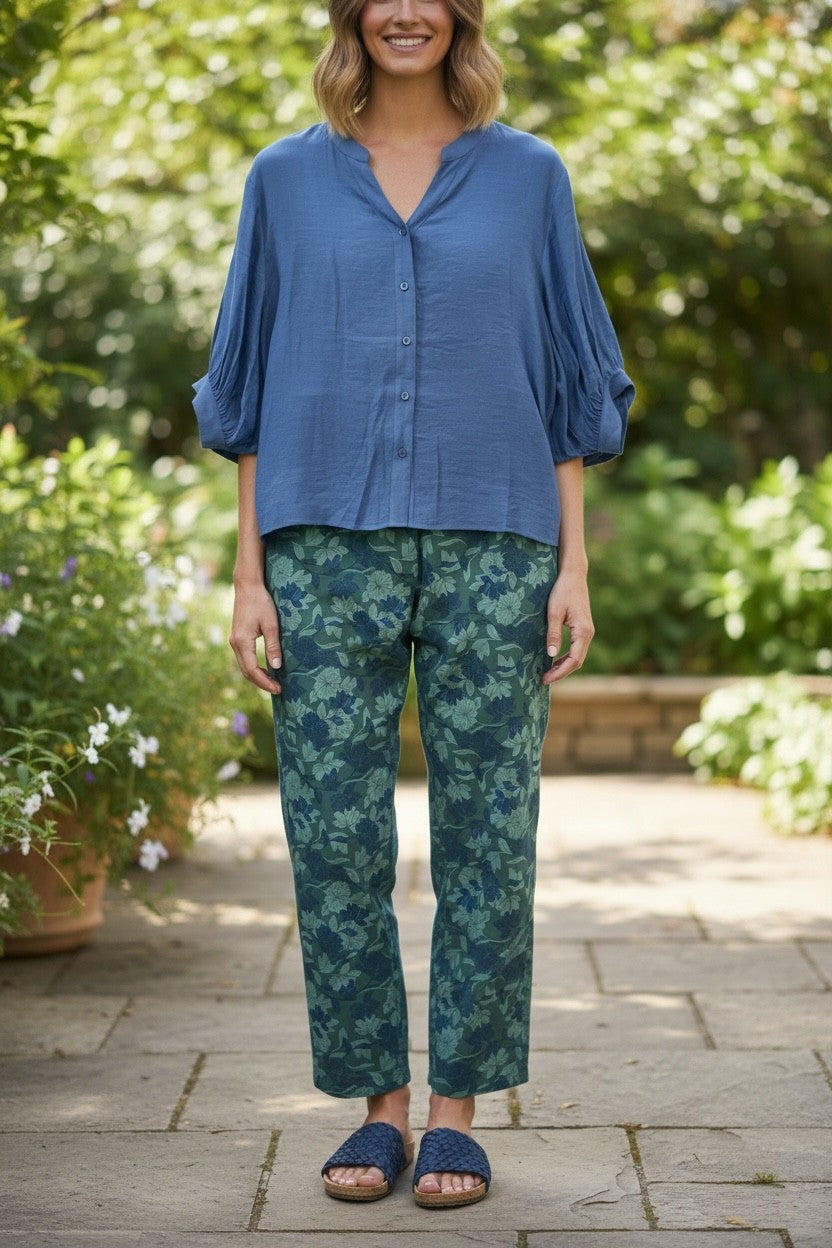 Pink & Cobalt Blue Hi-Low Hem Blouse Style 3562