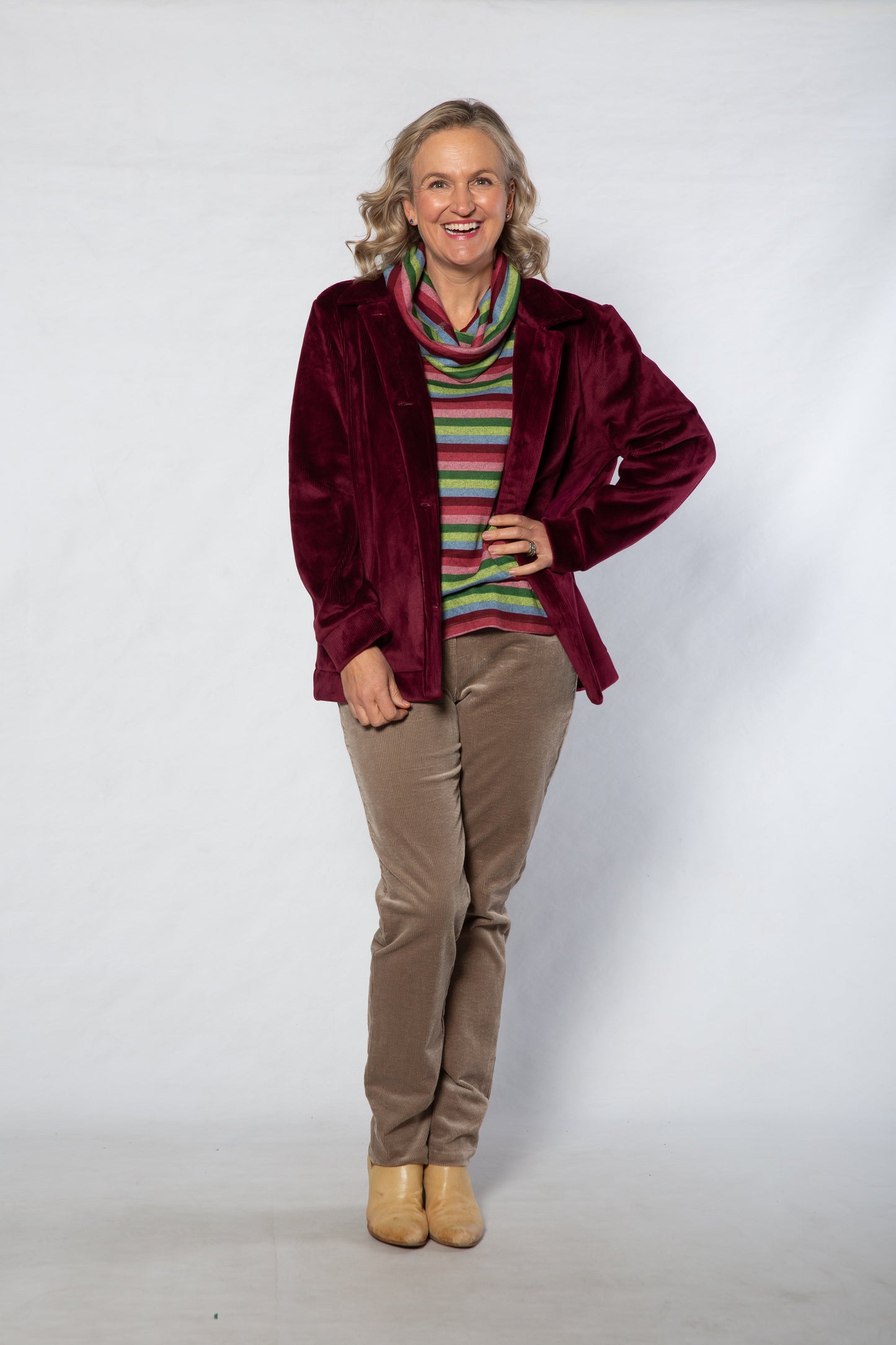 Cowl neck stripe print top #366 Stripe