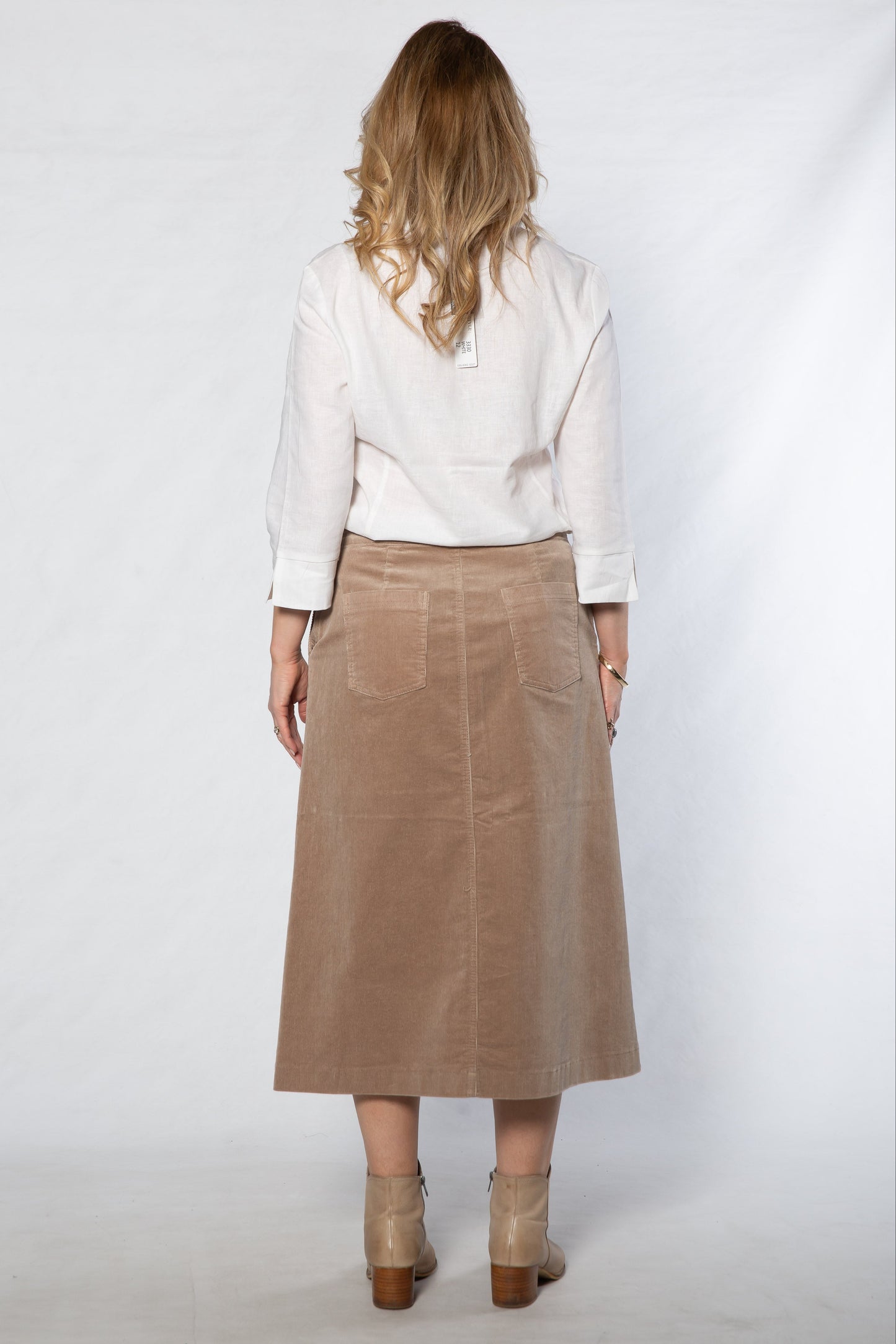 Stretch Corduroy A-Line Skirt – #4311 Latte