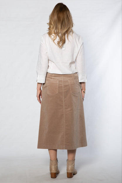 Stretch Corduroy A-Line Skirt – #4311 Latte