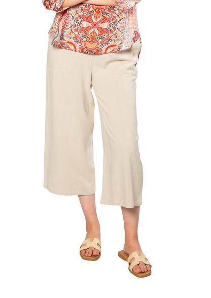 Linen Blend 3/4 Length Pant with Pockets #6678 - Silver