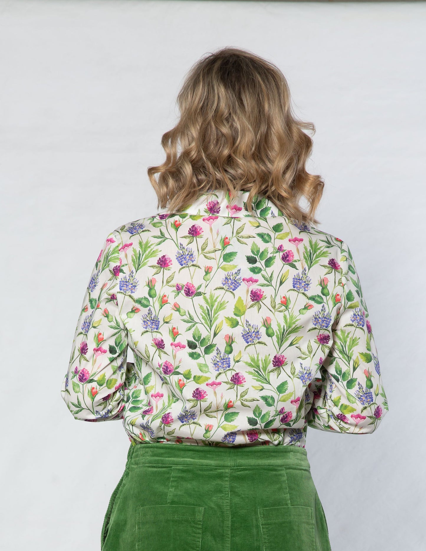 Ivory Multi Floral Cotton Shirt | Long Sleeve #3882