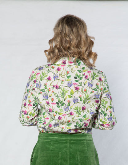 Ivory Multi Floral Cotton Shirt | Long Sleeve #3882