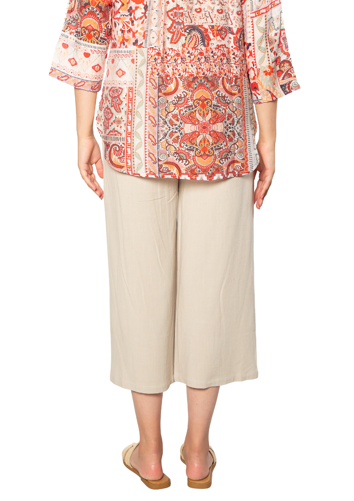 Linen Blend 3/4 Length Pant with Pockets #6678 - Silver