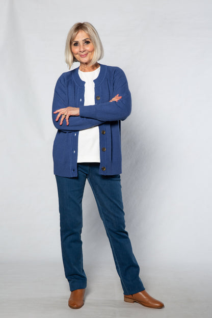 Soft Knit Cardigan Long sleeve 5 Button #5009 BLUE