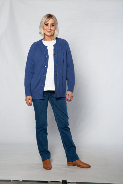 Soft Knit Cardigan Long sleeve 5 Button #5009 BLUE