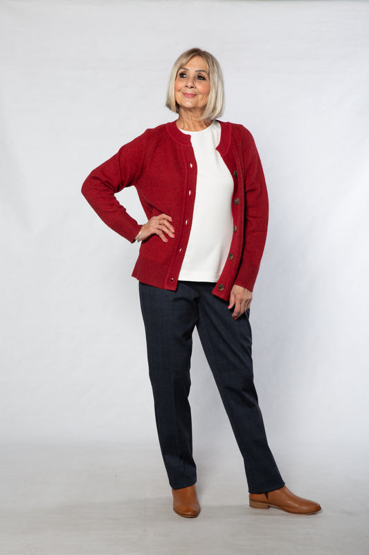 Soft Knit Cardigan Long sleeve 5 Button #5009 PAPRIKA