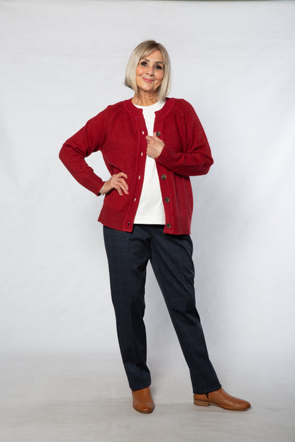 Soft Knit Cardigan Long sleeve 5 Button #5009 PAPRIKA