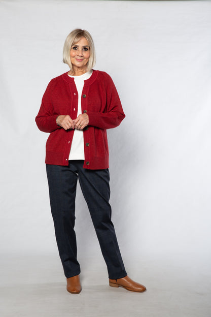 Soft Knit Cardigan Long sleeve 5 Button #5009 PAPRIKA