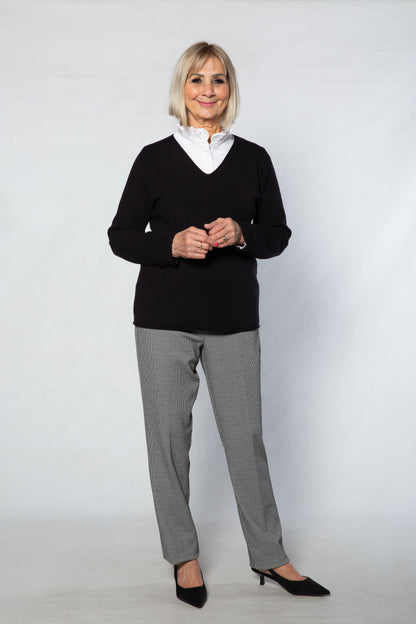 Jersey Knit Top with Ruffle Trim Collar #156 - White