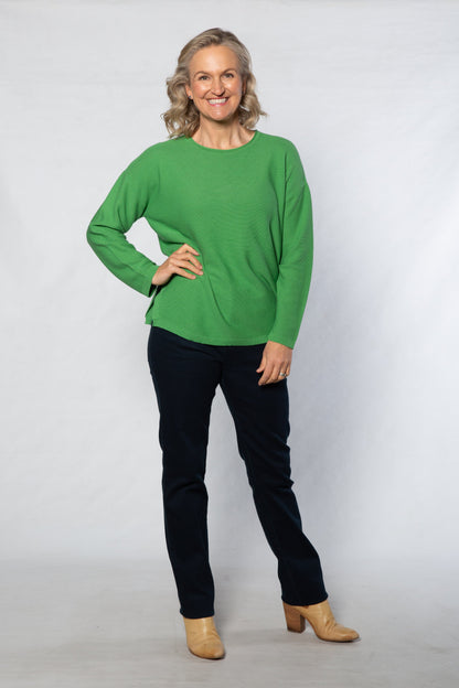 Fine gauge round neck sweater #5603 - GREEN