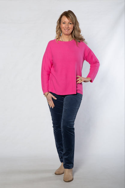 Fine gauge round neck sweater #5603 - PINK