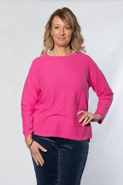 Fine gauge round neck sweater #5603 - PINK