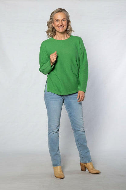 Fine gauge round neck sweater #5603 - GREEN