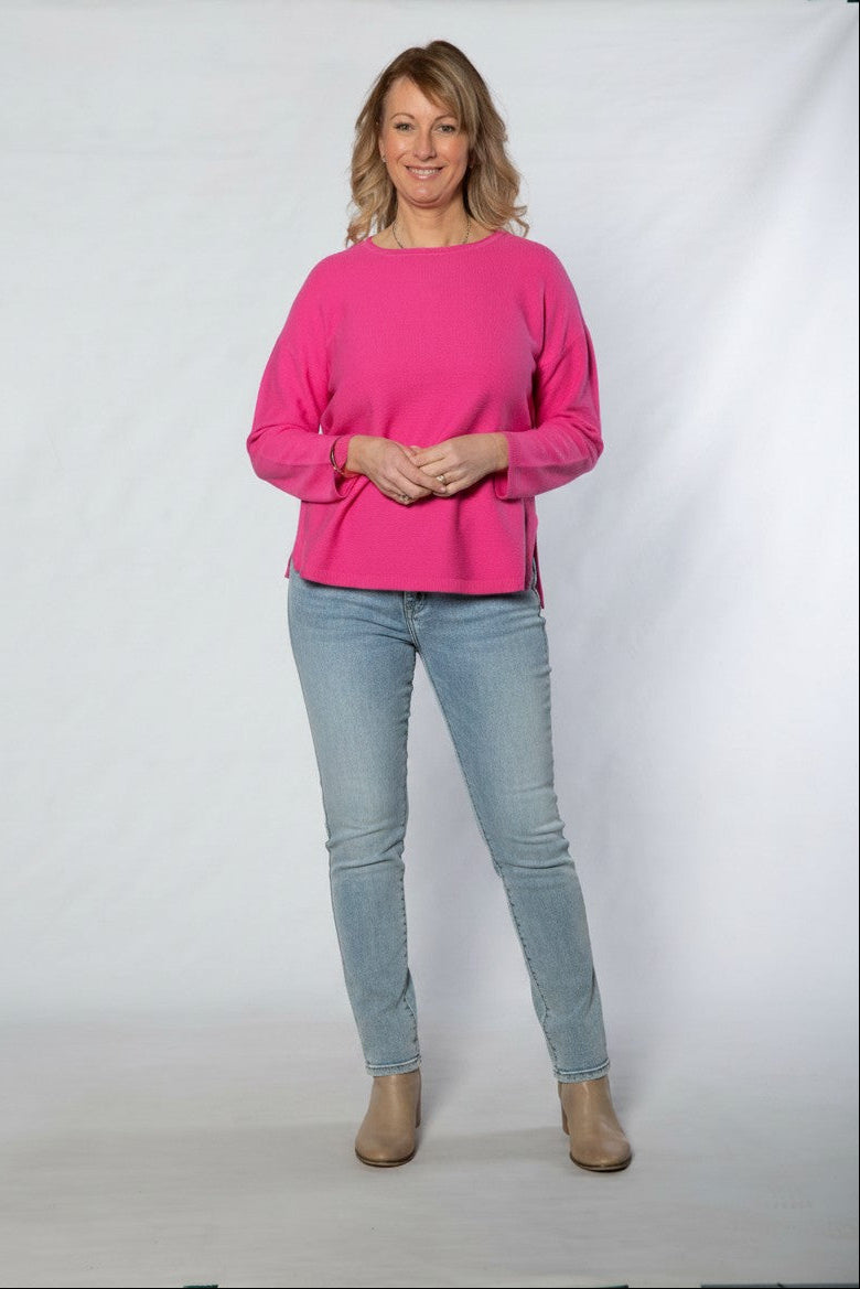 Fine gauge round neck sweater #5603 - PINK