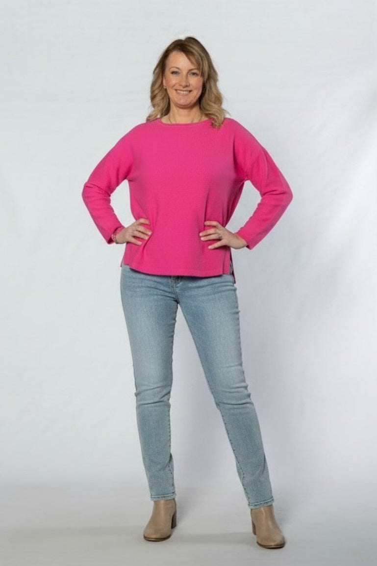 Fine gauge round neck sweater #5603 - PINK