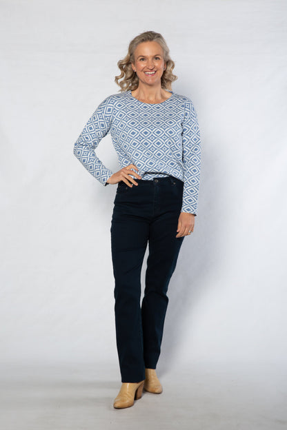 Computer knit round neck sweater #5740 - BLUE