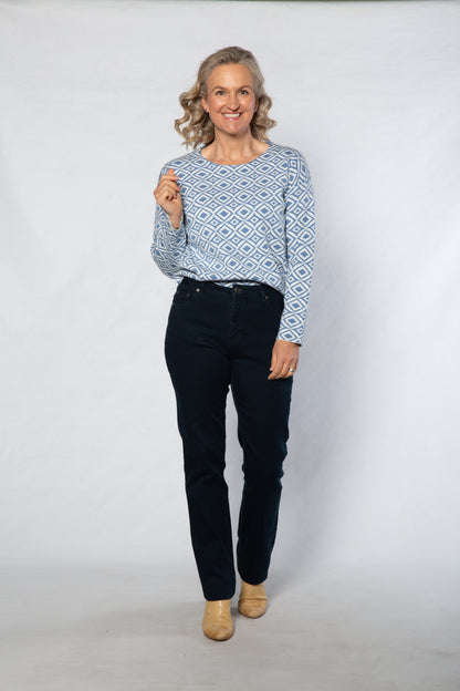 Computer knit round neck sweater #5740 - BLUE