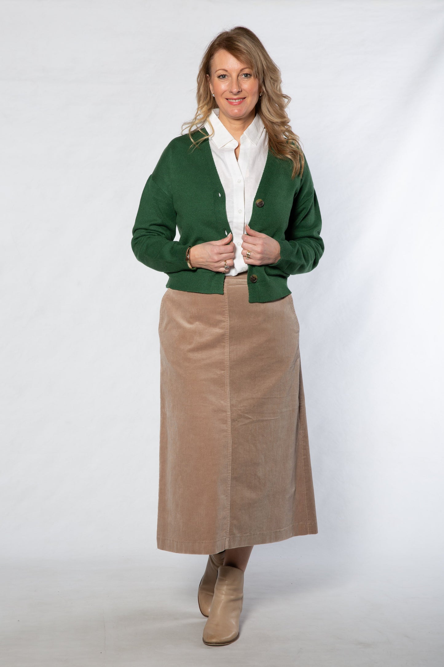 Stretch Corduroy A-Line Skirt – #4311 Latte