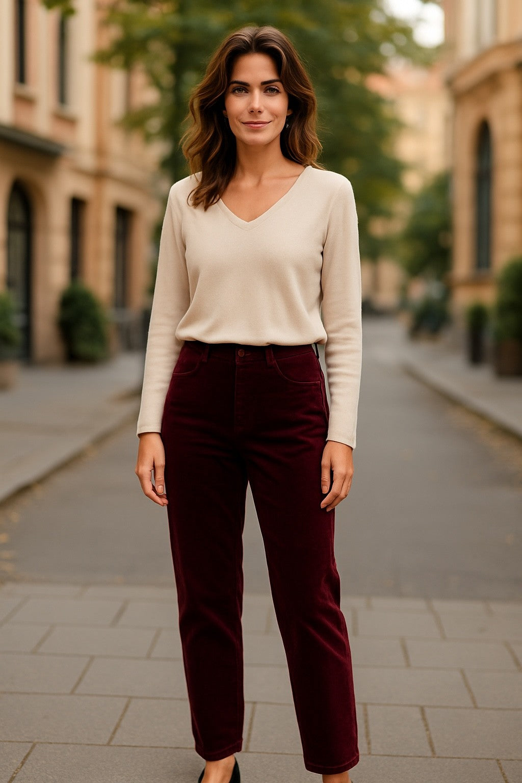 Two way stretch cord pull on pant with patch pockets #6007 Shiraz