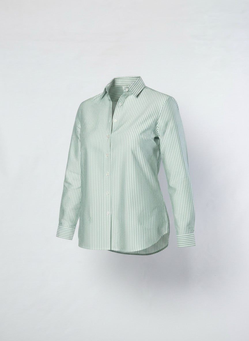 Cotton Stripe 3/4 Sleeve Shirt #3086 – Green