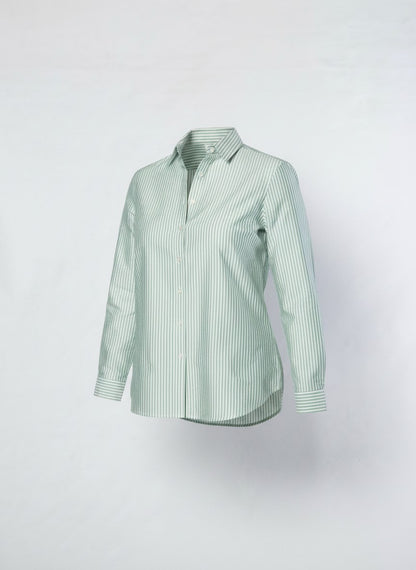 Cotton Stripe 3/4 Sleeve Shirt #3086 – Green
