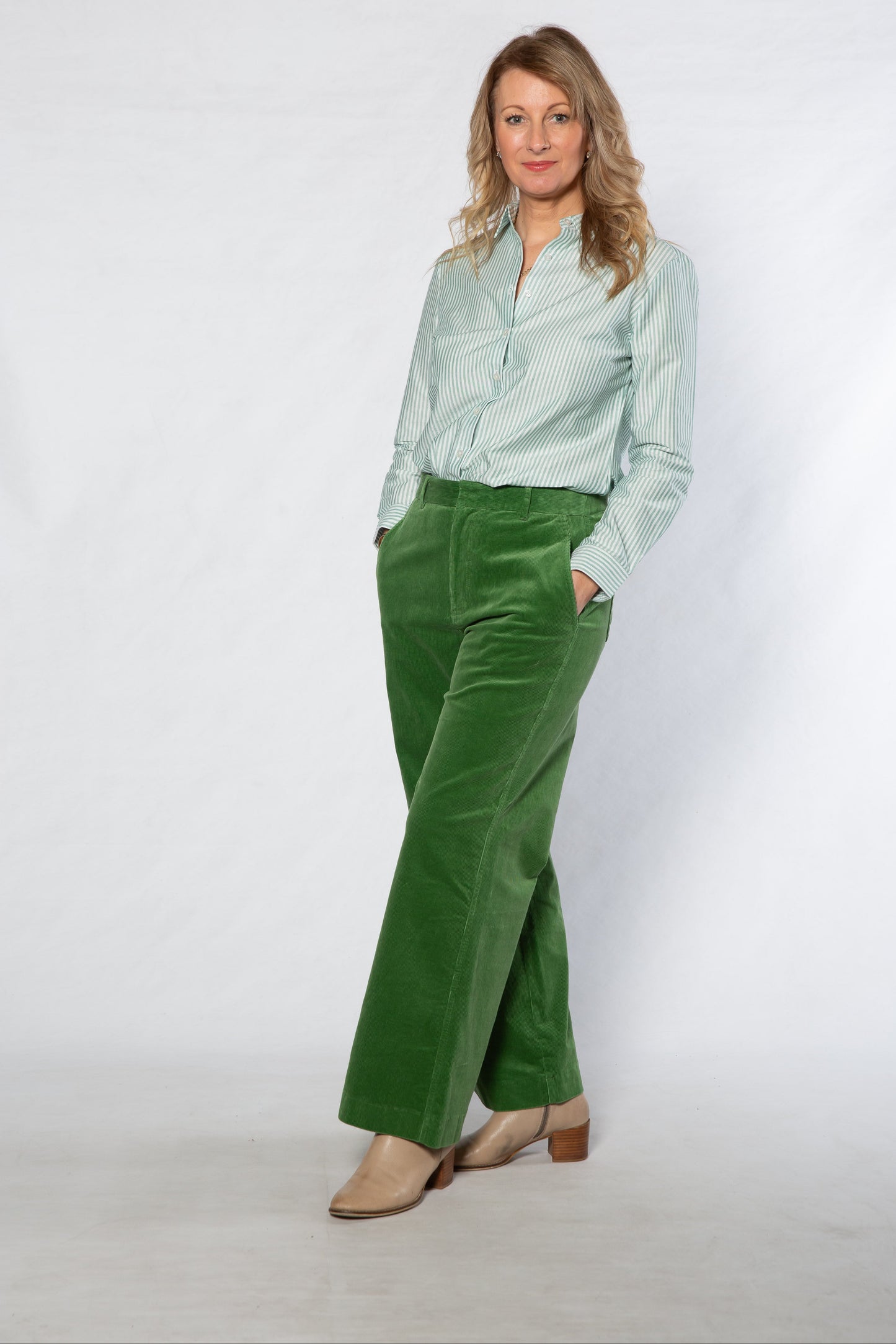 Long sleeve stripe shirt #3086 - GREEN