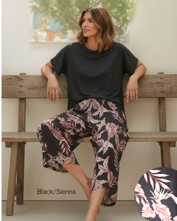 Islander Print Wide Leg Culotte Pull-on Pant  #6637