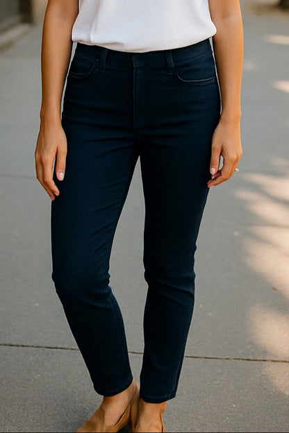 Flat Front Pull-on Capri Stretch Denim Jean #6920 Indigo
