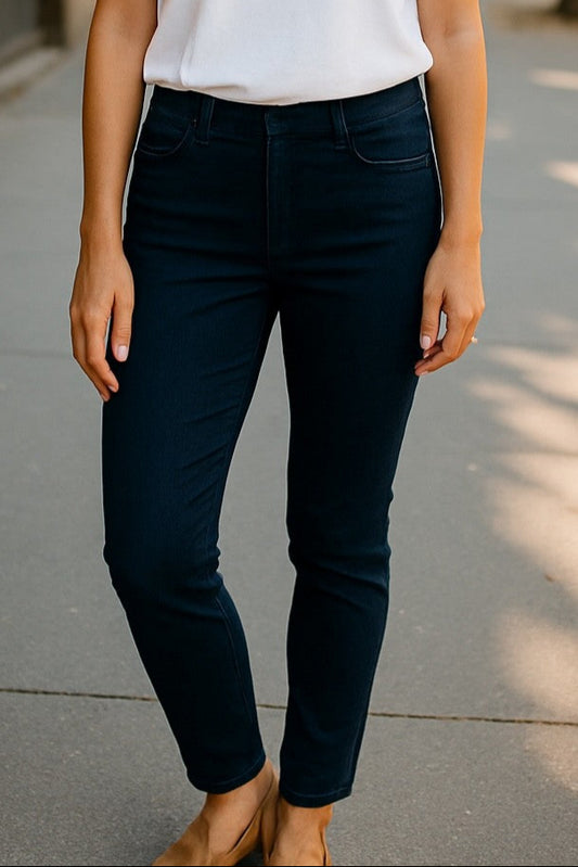 Flat Front Pull-on Capri Stretch Denim Jean #6920 Indigo
