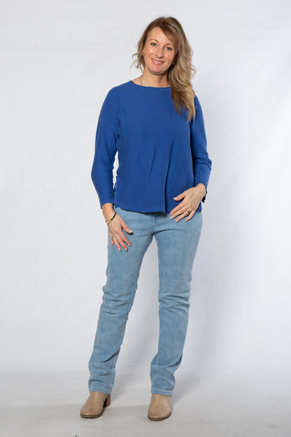 Fine gauge round neck sweater #5603 - BLUE