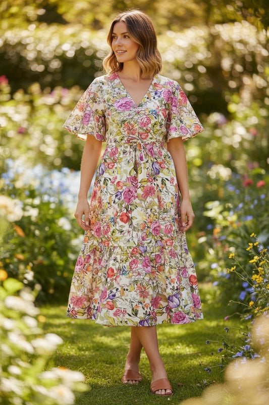 Floral Garden Print Tea Dress #7254 – Multi