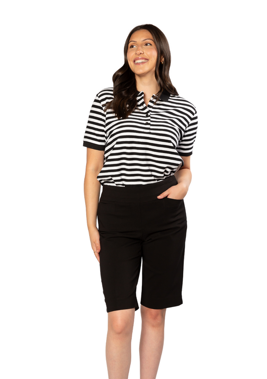 Pull on bengaline knee length short #6255 Black