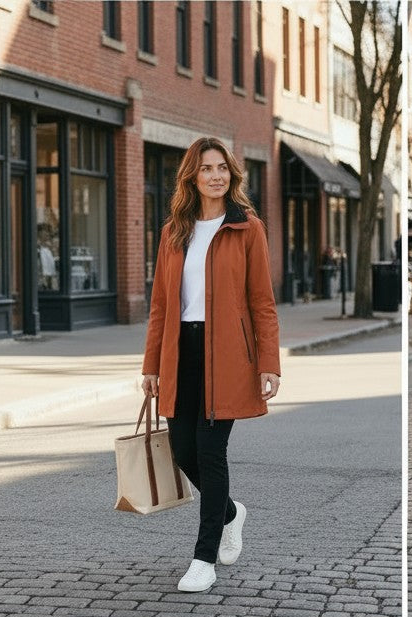 Waterproof Thigh Length Jacket with Removable Hood #9006 - Copper