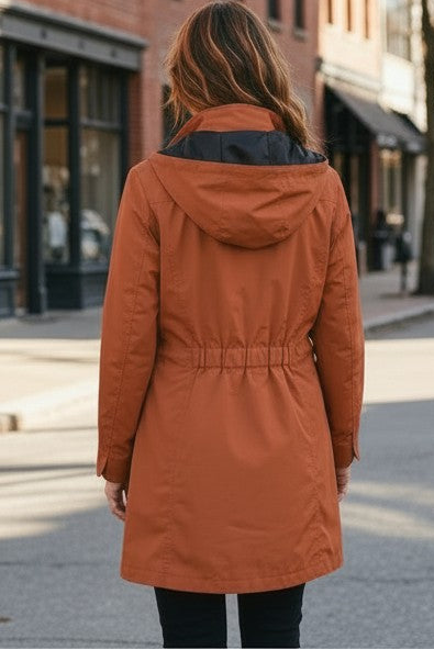 Waterproof Thigh Length Jacket with Removable Hood #9006 - Copper
