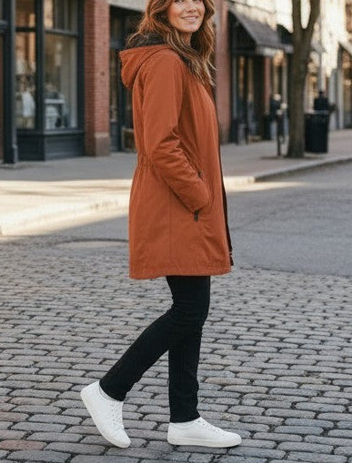 Waterproof Thigh Length Jacket with Removable Hood #9006 - Copper