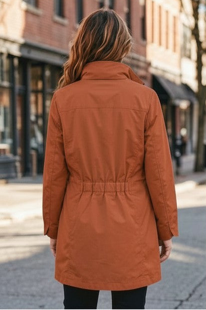 Waterproof Thigh Length Jacket with Removable Hood #9006 - Copper