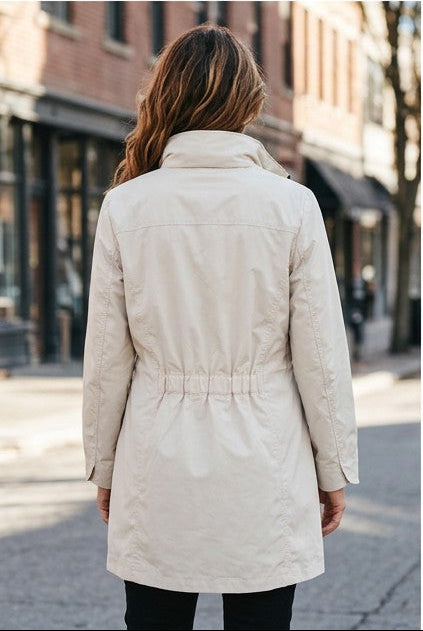 Waterproof Thigh Length Jacket with Removable Hood #9006 - Silver