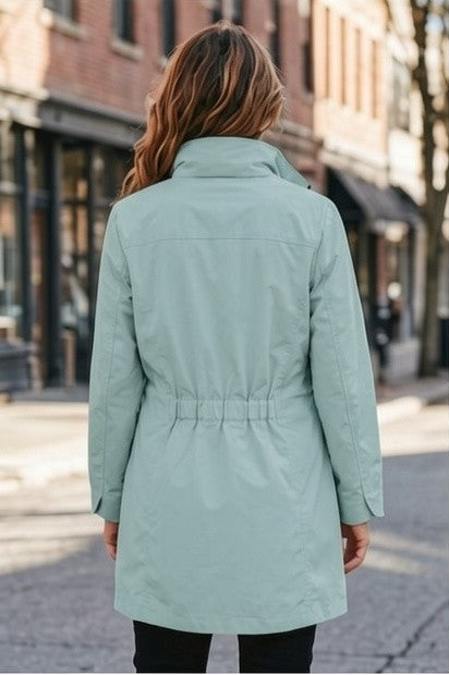 Waterproof Thigh Length Jacket with Removable Hood #9006 - Seamist