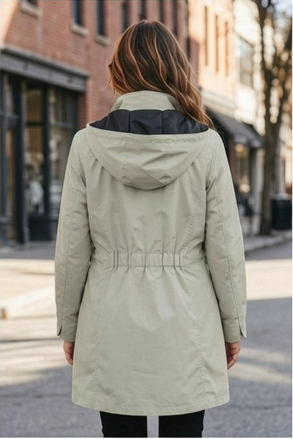 Waterproof Thigh Length Jacket with Removable Hood #9006 - Silver
