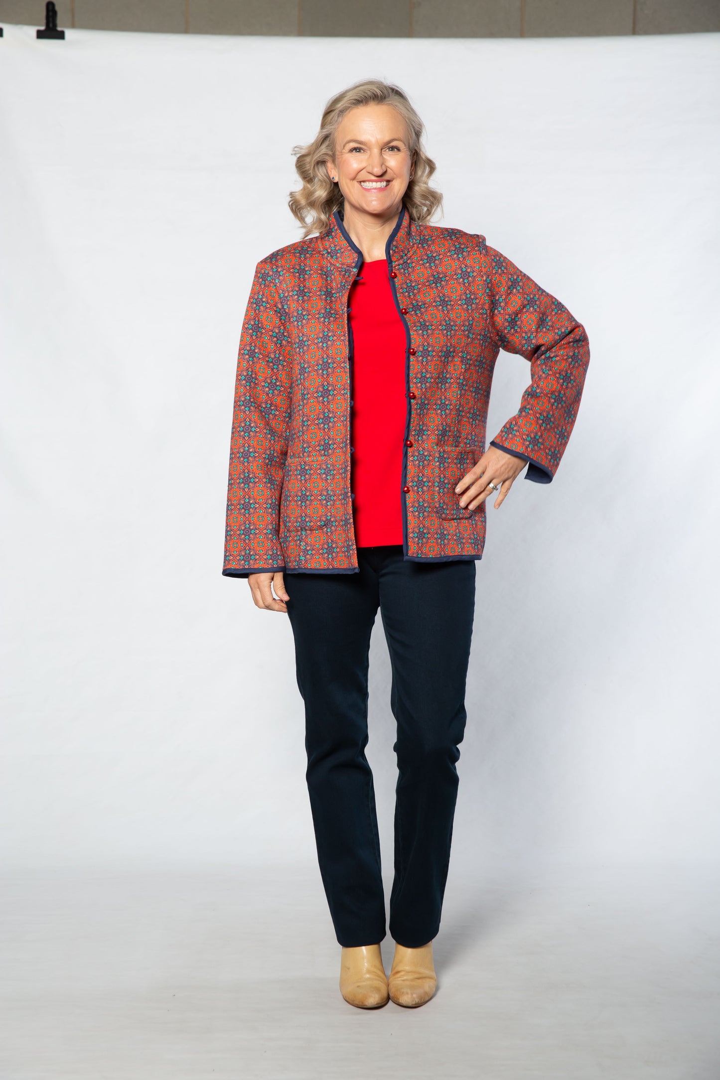 Reversible oriental Jacket #9421 RED/NAVY