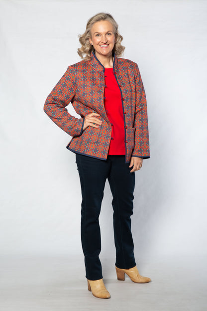 Reversible oriental Jacket #9421 RED/NAVY