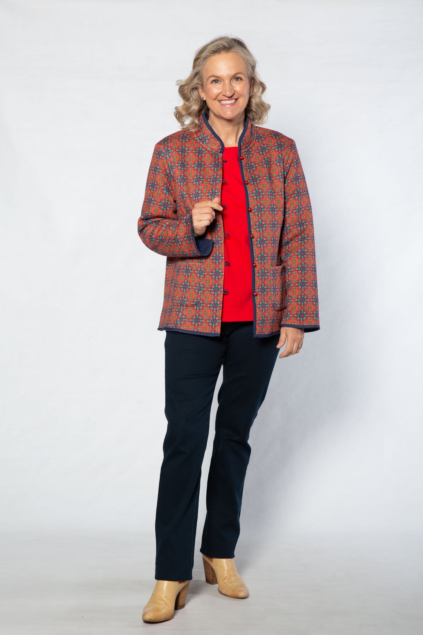 Reversible oriental Jacket #9421 RED/NAVY