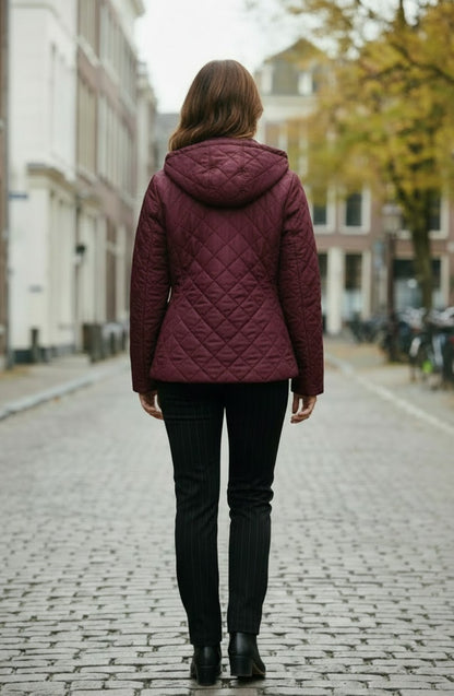 Shawl Collar Diamond Quilted Jacket | Aubergine #9477