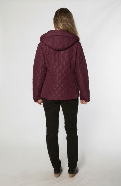Shawl Collar Diamond Quilted Jacket | Aubergine #9477
