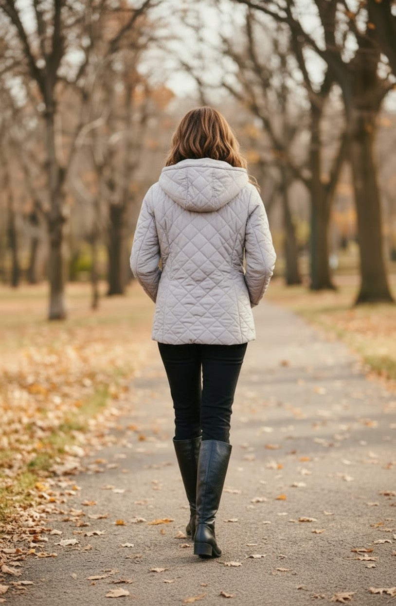 Shawl Collar Diamond Quilted Jacket | Mocha #9477