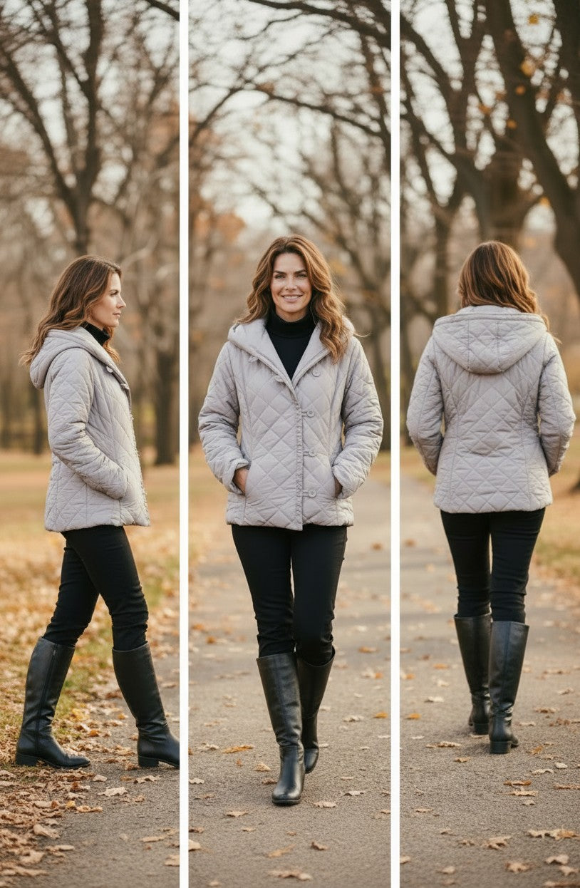 Shawl Collar Diamond Quilted Jacket | Mocha #9477