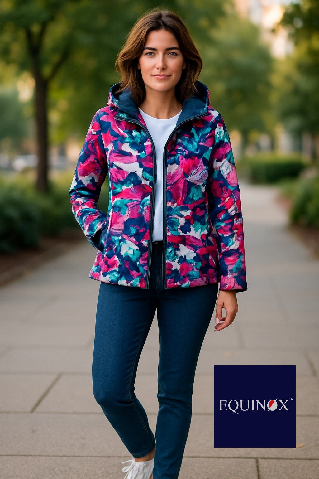 Reversible hooded jacket #9560 - PINK/NAVY